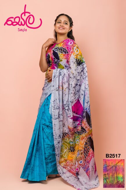 Multicolored Handrafcted Batik Saree B2517