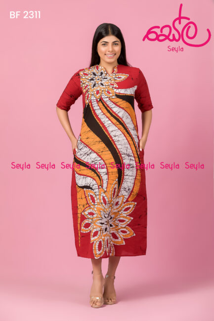Red Colored Batik Dress BF2311