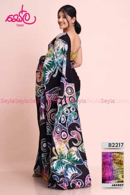 Multi Colored Cotton Batik Saree B2217