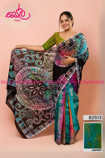 Multi Colored Batik Saree B2513