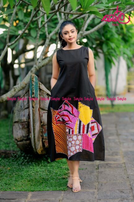 Black and Pink Colored Batik Dress