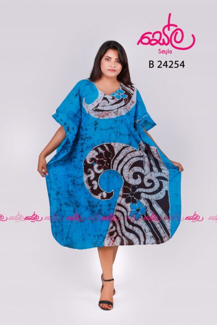 Blue and brown Kaftan dress B24254