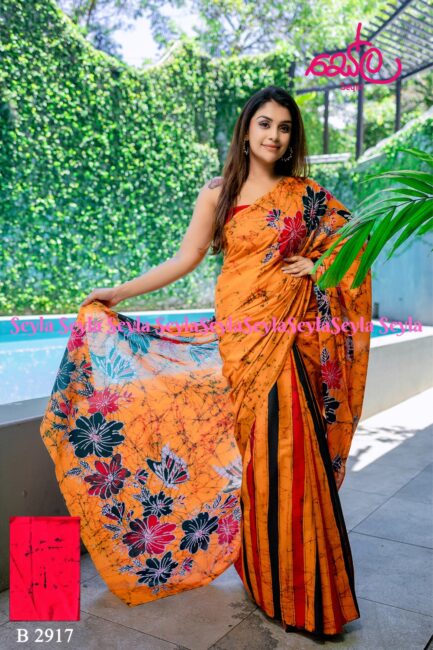 Orange and Red Colored Saree B2917