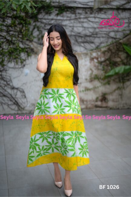 Light Yellow and Green Dress - BF1026