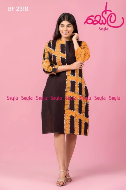 Yellow and Black Colored Batik Dress - BF2318