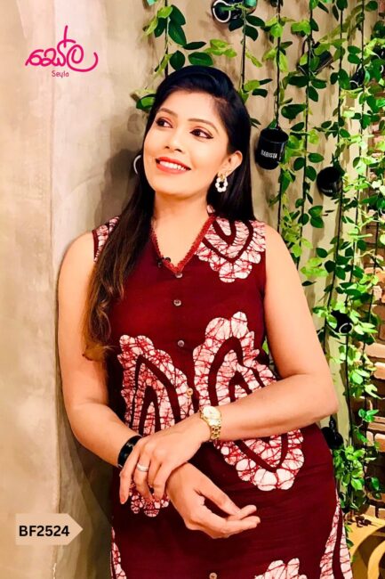 Brown and white Colored Batik Dress - BF2524