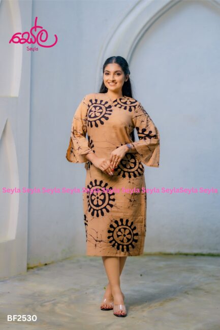 Black and Cream Colored Batik Dress - BF2530