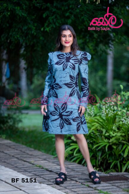 Black and Grey Colored Batik Dress - BF5151