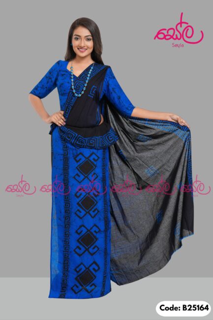 Blue and Black  Colored handcrafted Batik saree B25164
