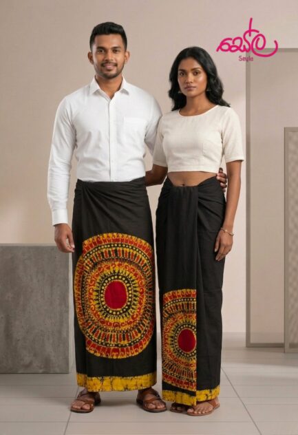 Black and Red Colored Batik Sarong